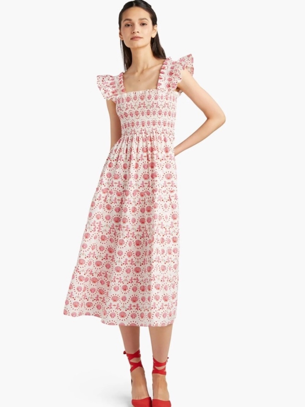 Hill House Mermaid Ellie Nap Dress Pink Shell Midi Size XS - Picture 1 of 10